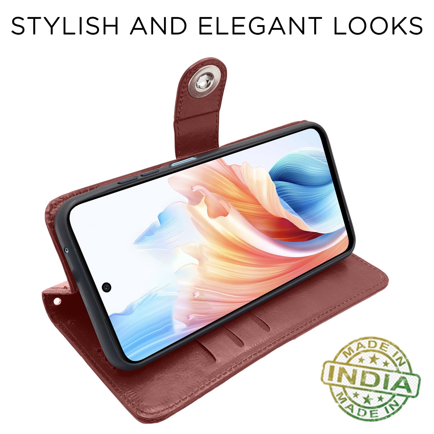 Pikkme Oppo A79 5G Button Flip Cover (Brown)