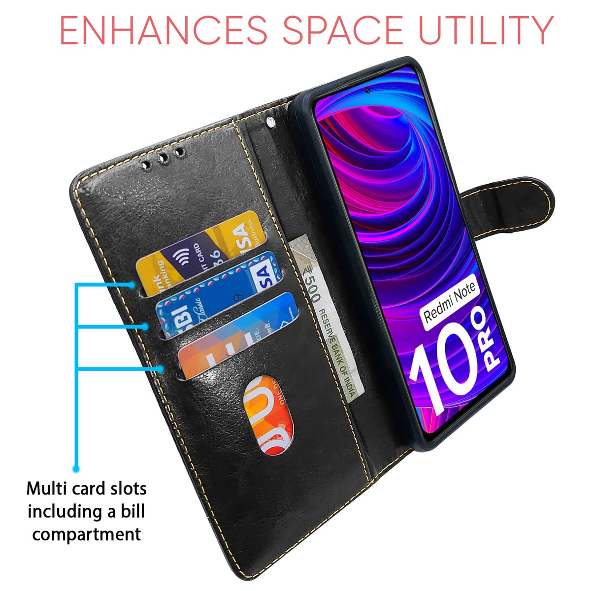 Pikkme black & brown flip cover for Redmi Note 10 Pro/Note 10 Pro Max – photo 2