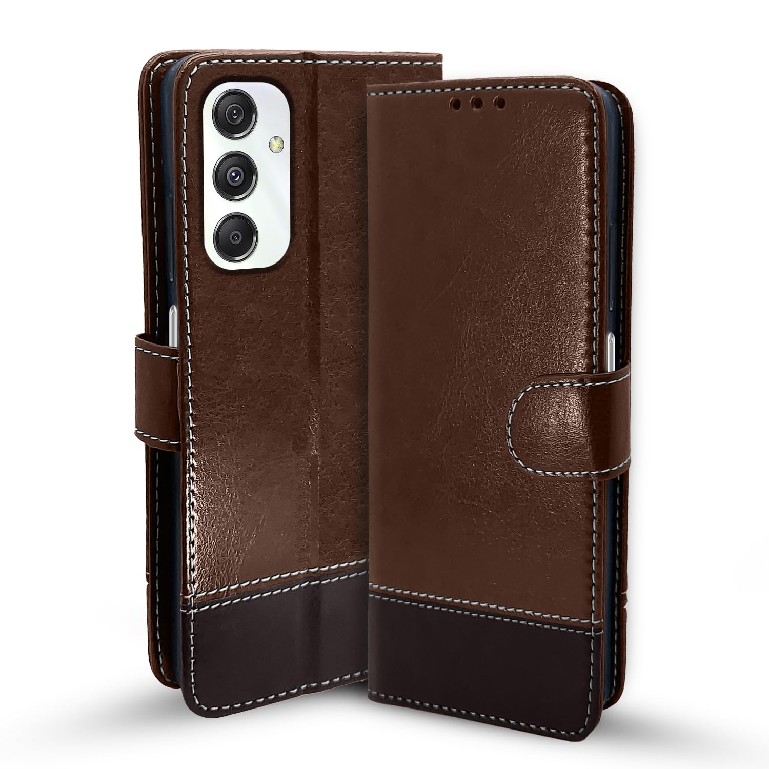 Pikkme brown Contrast wallet flip cover for Samsung M34 5G