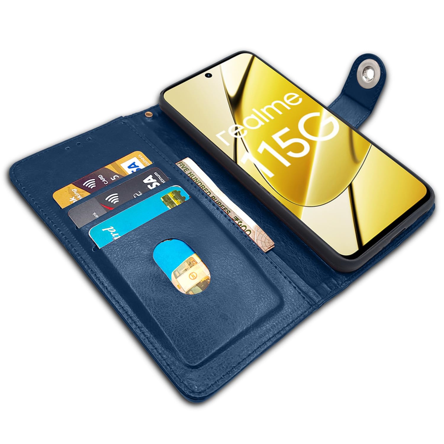 Pikkme Realme 11 / 11X 5G Button Flip Cover (Blue)