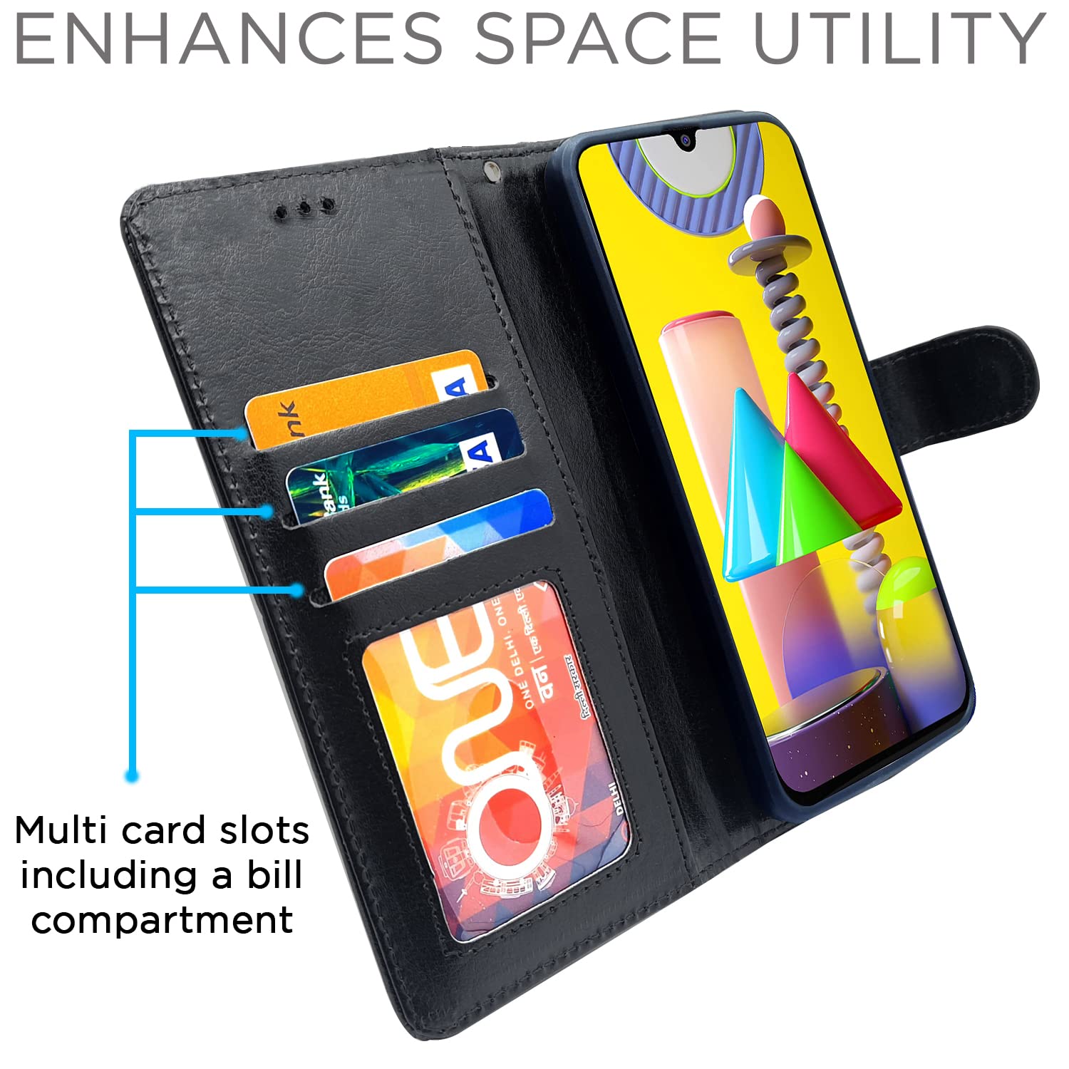 Pikkme Samsung Galaxy M31 / M31 Prime / F41 Vintage Flip Cover | Black