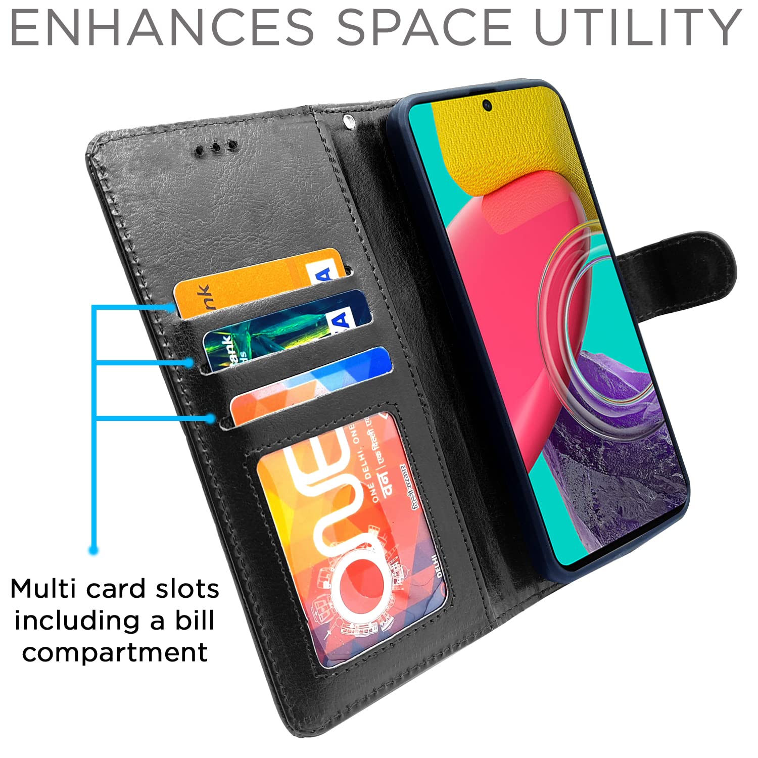Pikkme Samsung Galaxy M53 5G Vintage Flip Cover | Black