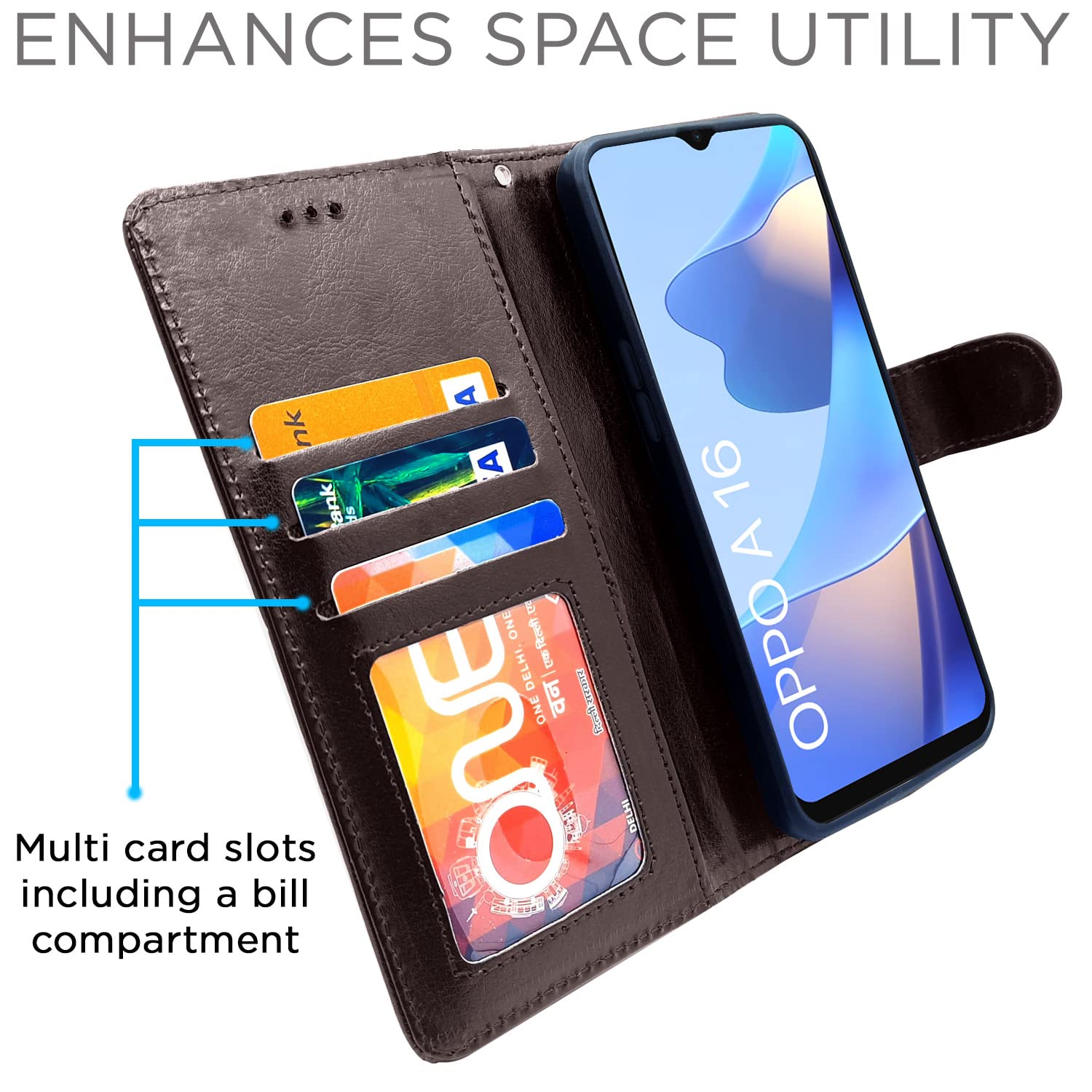 Pikkme Oppo A16 Vintage Flip Cover | Coffee