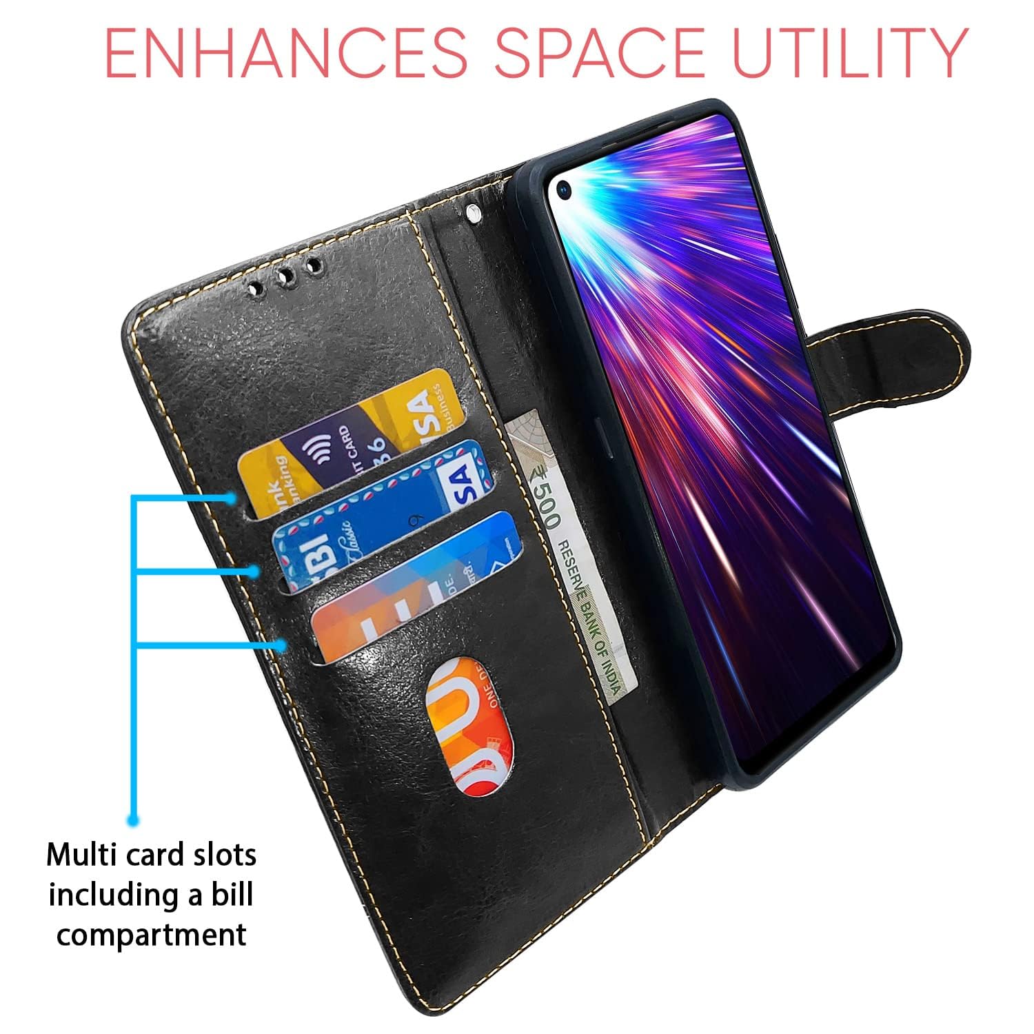 Pikkme Vivo Z1 Pro Constrast Flip Cover | Black & Brown