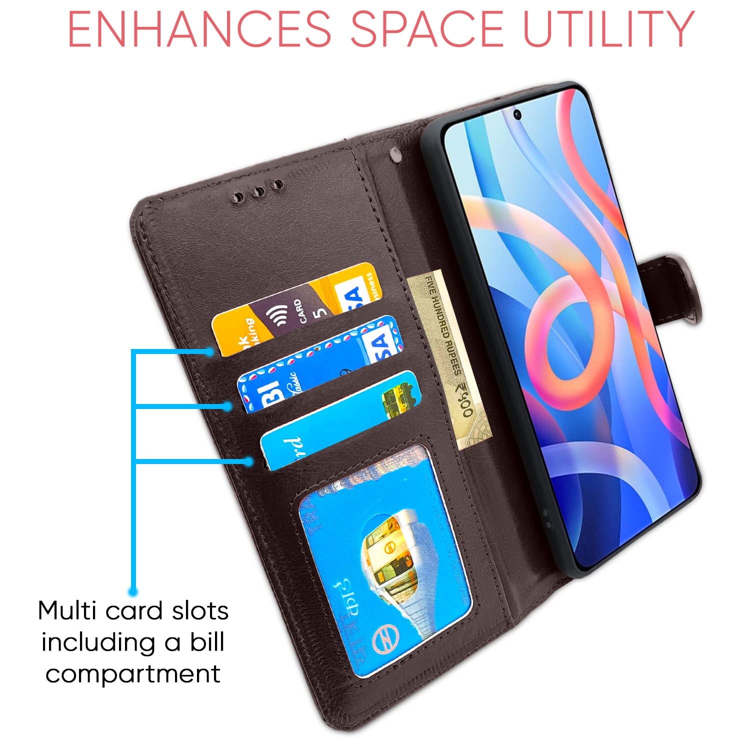 Pikkme Redmi Note 11T 5G / Poco M4 Pro 5G Vintage Flip Cover | Coffee