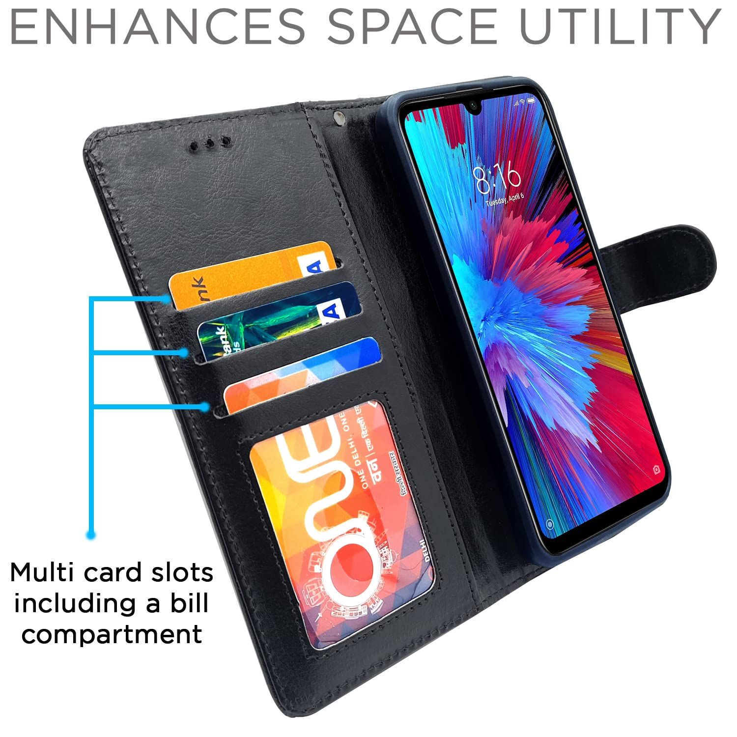 Pikkme Mi Redmi Note 7 / Note 7 Pro/Note 7s Vintage Flip Cover | Black