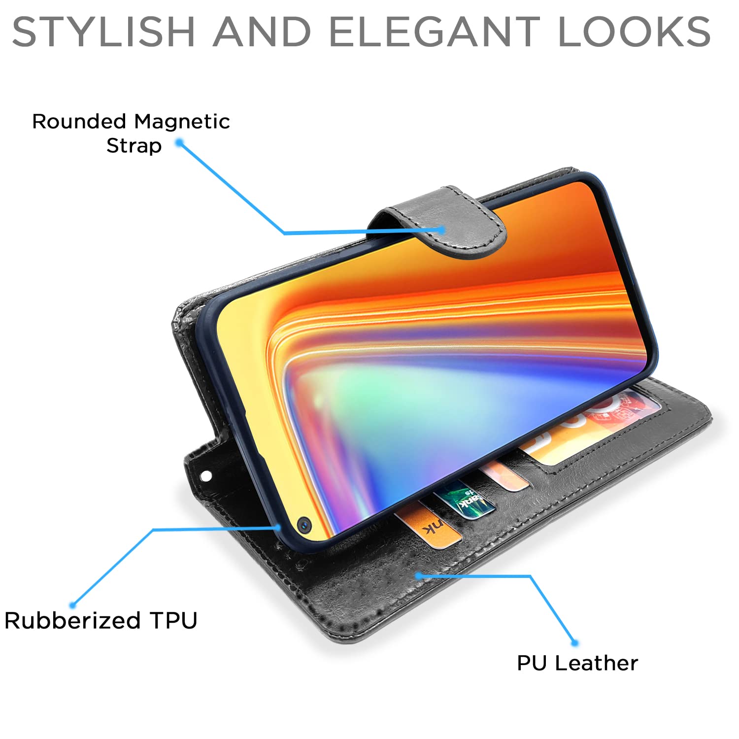 Pikkme Realme 7 / Narzo 30 4G / Narzo 20 Pro Vintage Flip Cover | Black