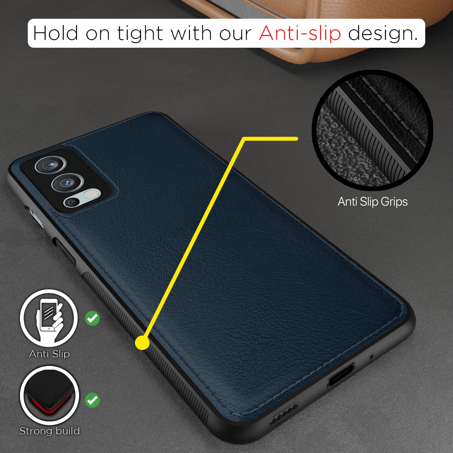 OnePlus Nord 2 5G Leatherback mobile back cover in blue by Pikkme – photo 2