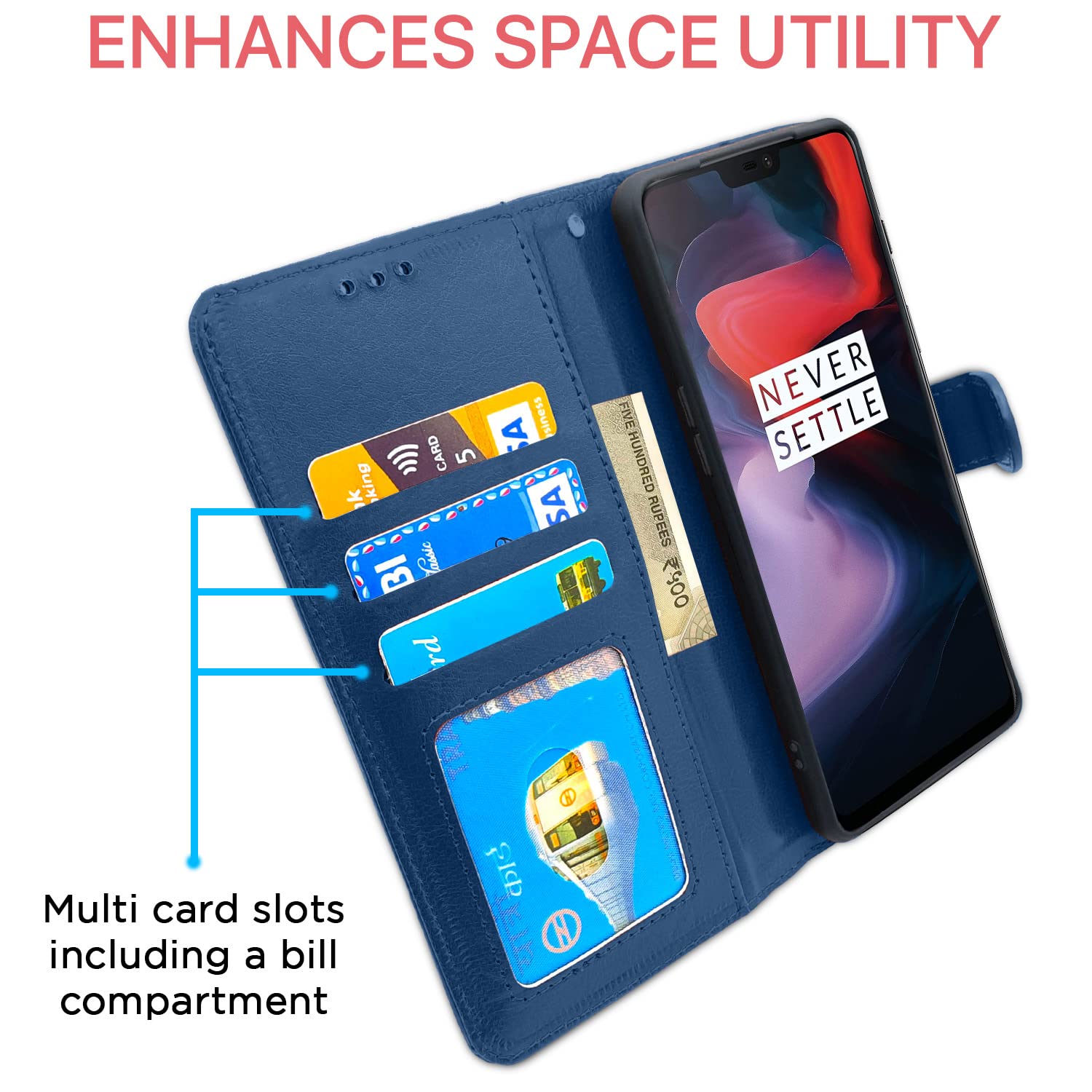 Pikkme OnePlus 6 Vintage Flip Cover | Blue