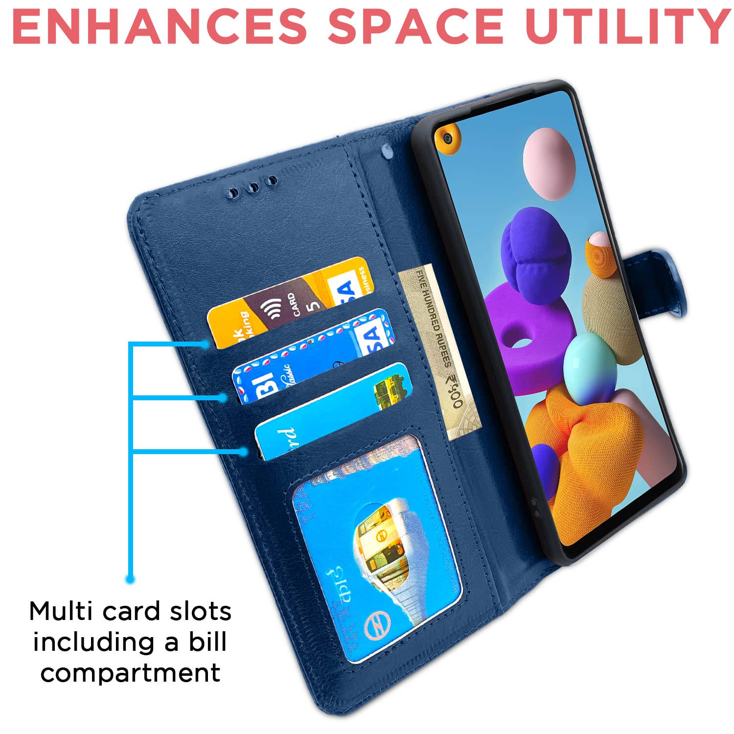 Pikkme Samsung Galaxy A21s Vintage Flip Cover | Blue