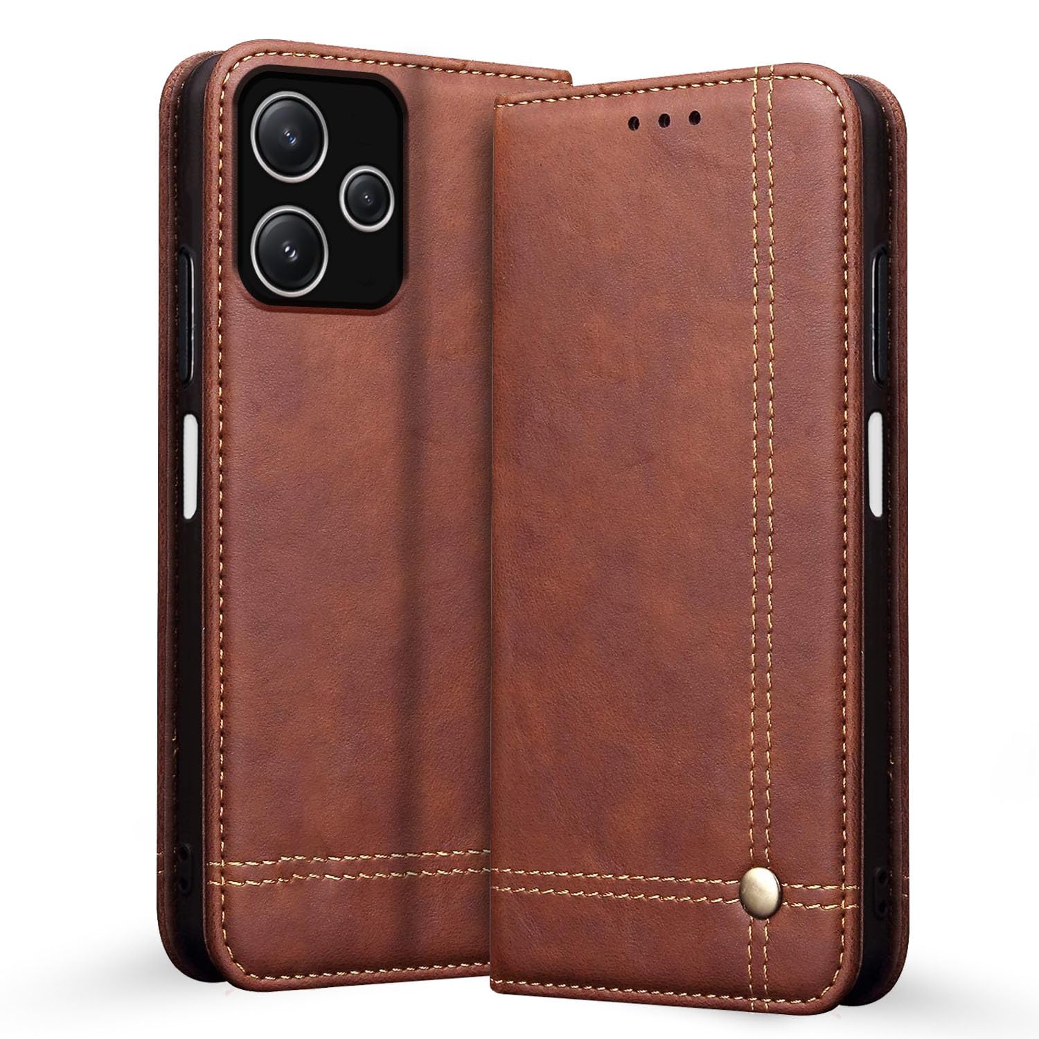 Pikkme Redmi 12 5G Magnetic brown flip cover