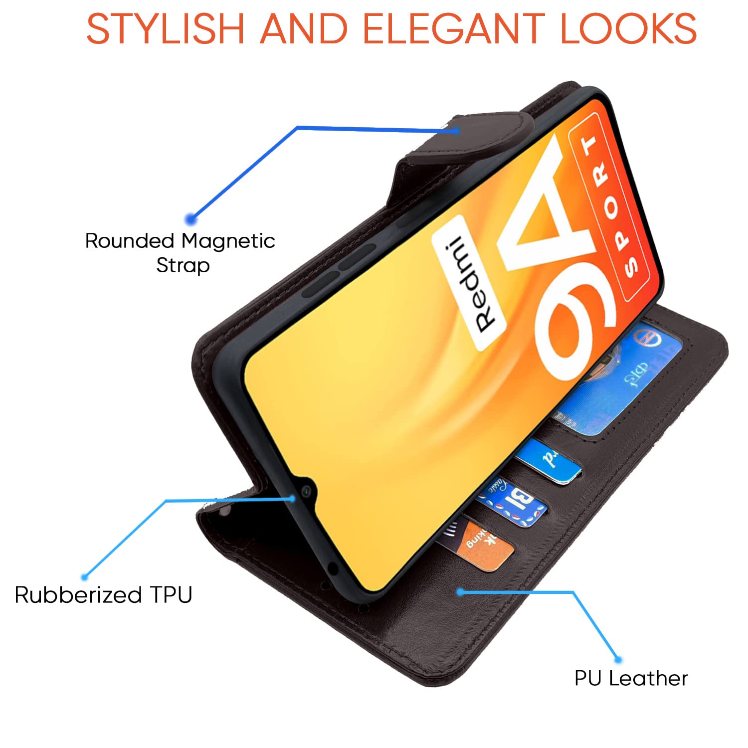 Pikkme Redmi 9A / 9i / 9A Sport Vintage Flip Cover | Coffee