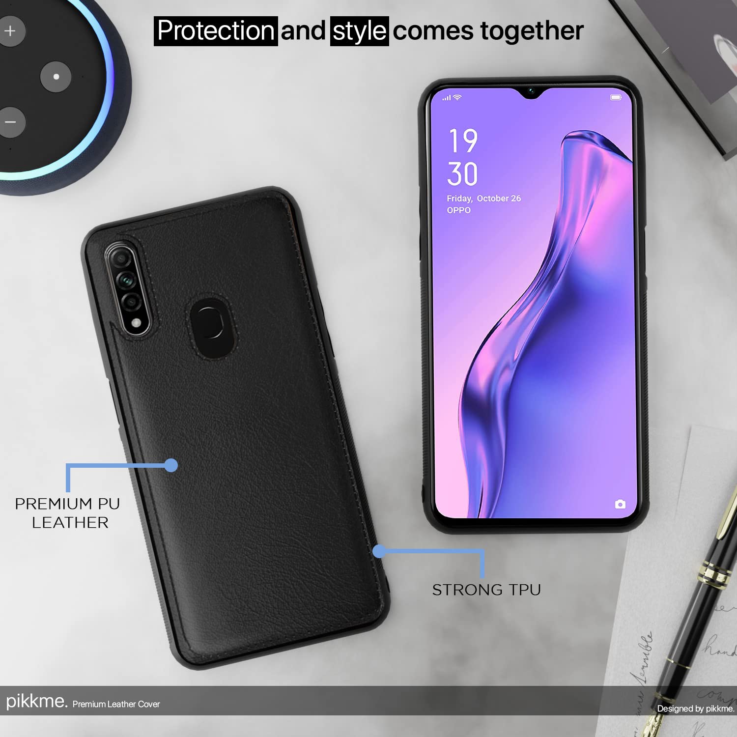 Pikkme Oppo A31 Leather Back Cover | Black