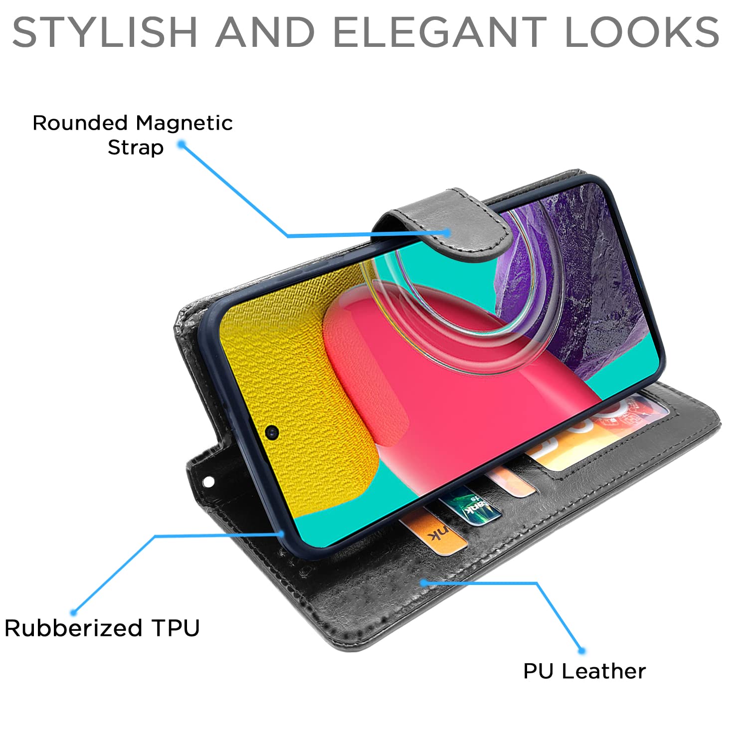 Pikkme Samsung Galaxy M53 5G Vintage Flip Cover | Black