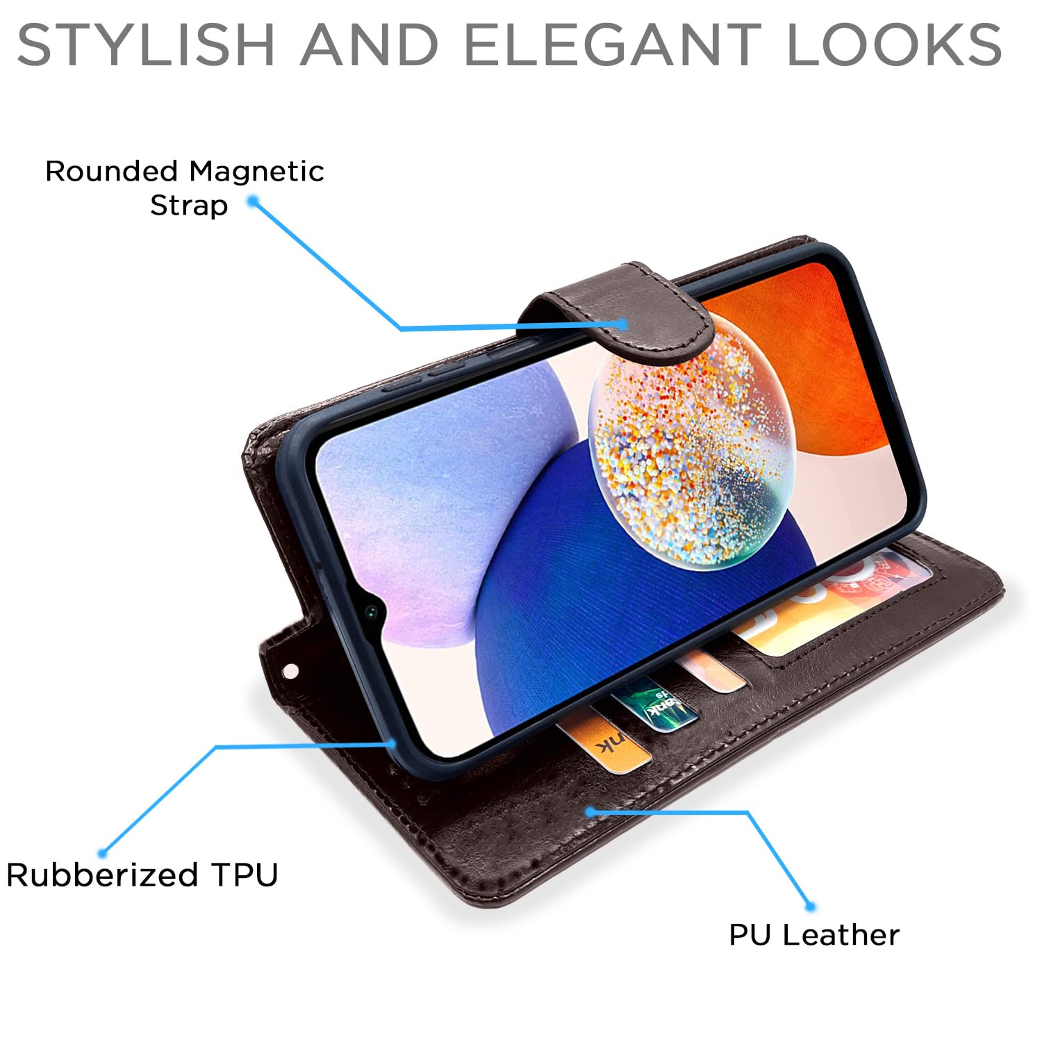 Pikkme Samsung Galaxy A14 5G Vintage Flip Cover | Coffee