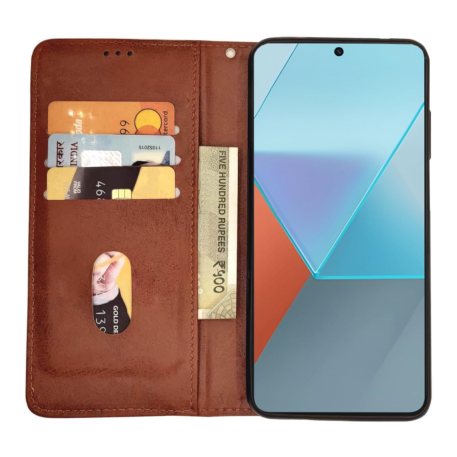 Redmi Note 13 5G Magnetic flip case in brown by Pikkme – photo 3