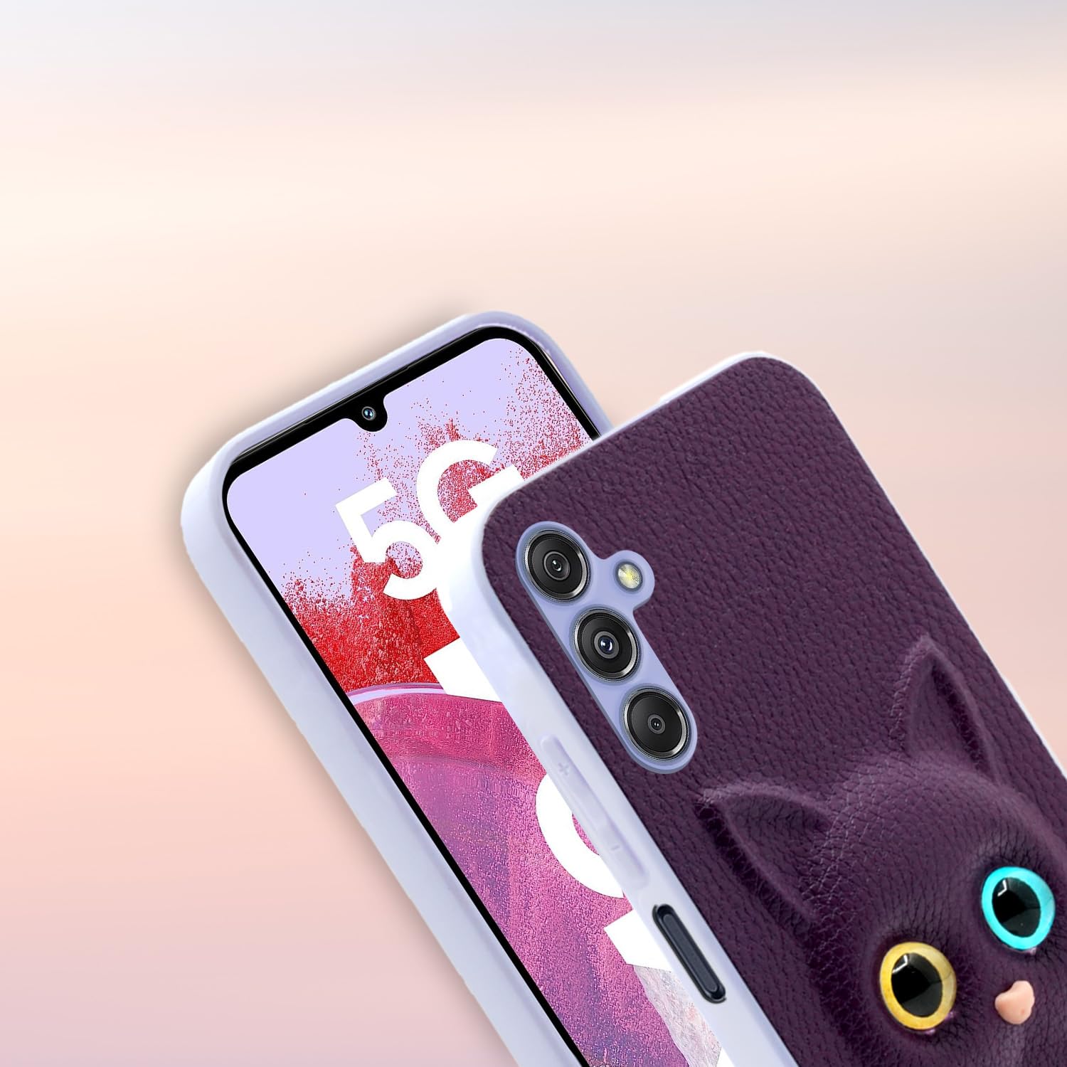 Pikkme Samsung Galaxy M34 5G Kitty Back Cover (Purple)