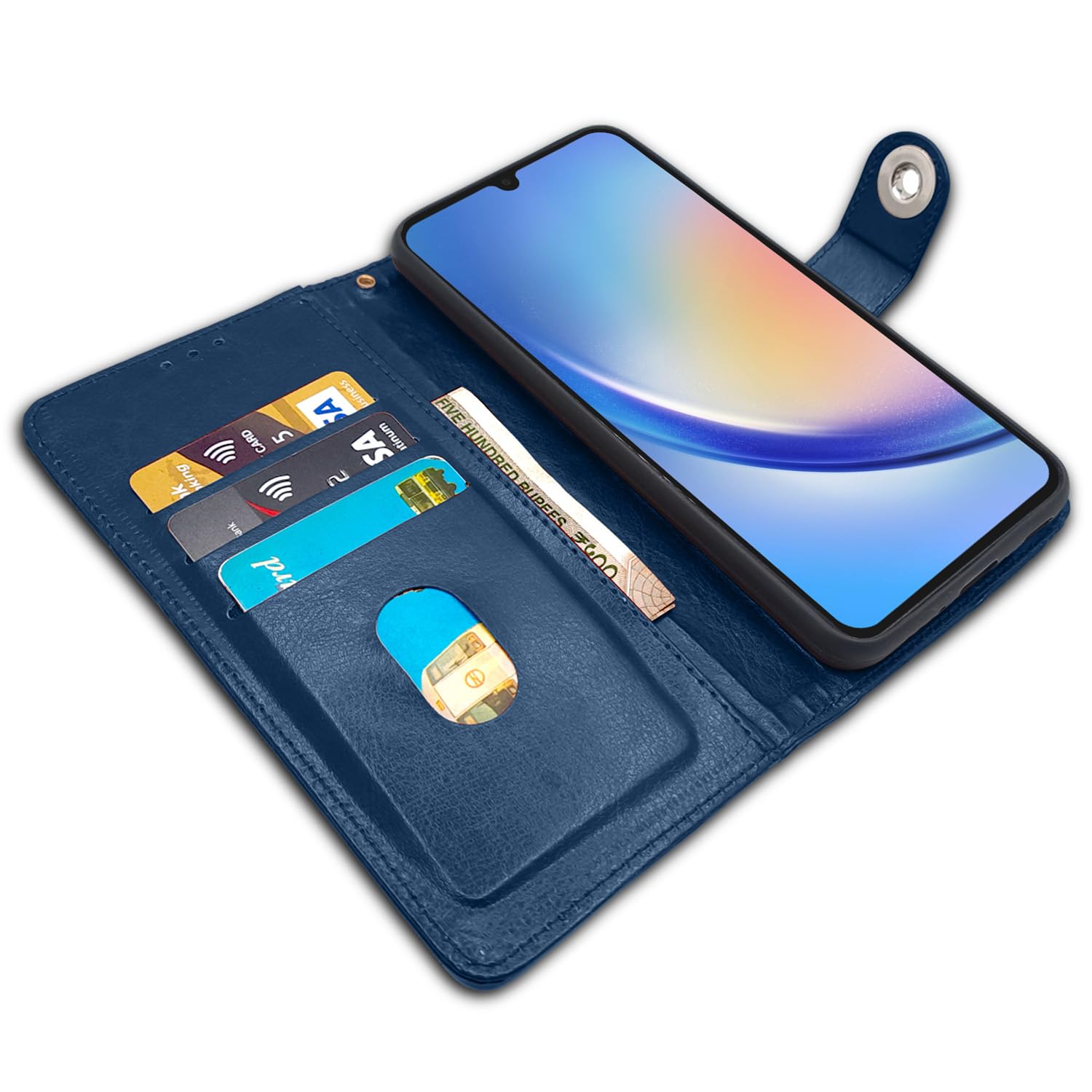 Pikkme Samsung Galaxy A05S Button Flip Cover (Blue)