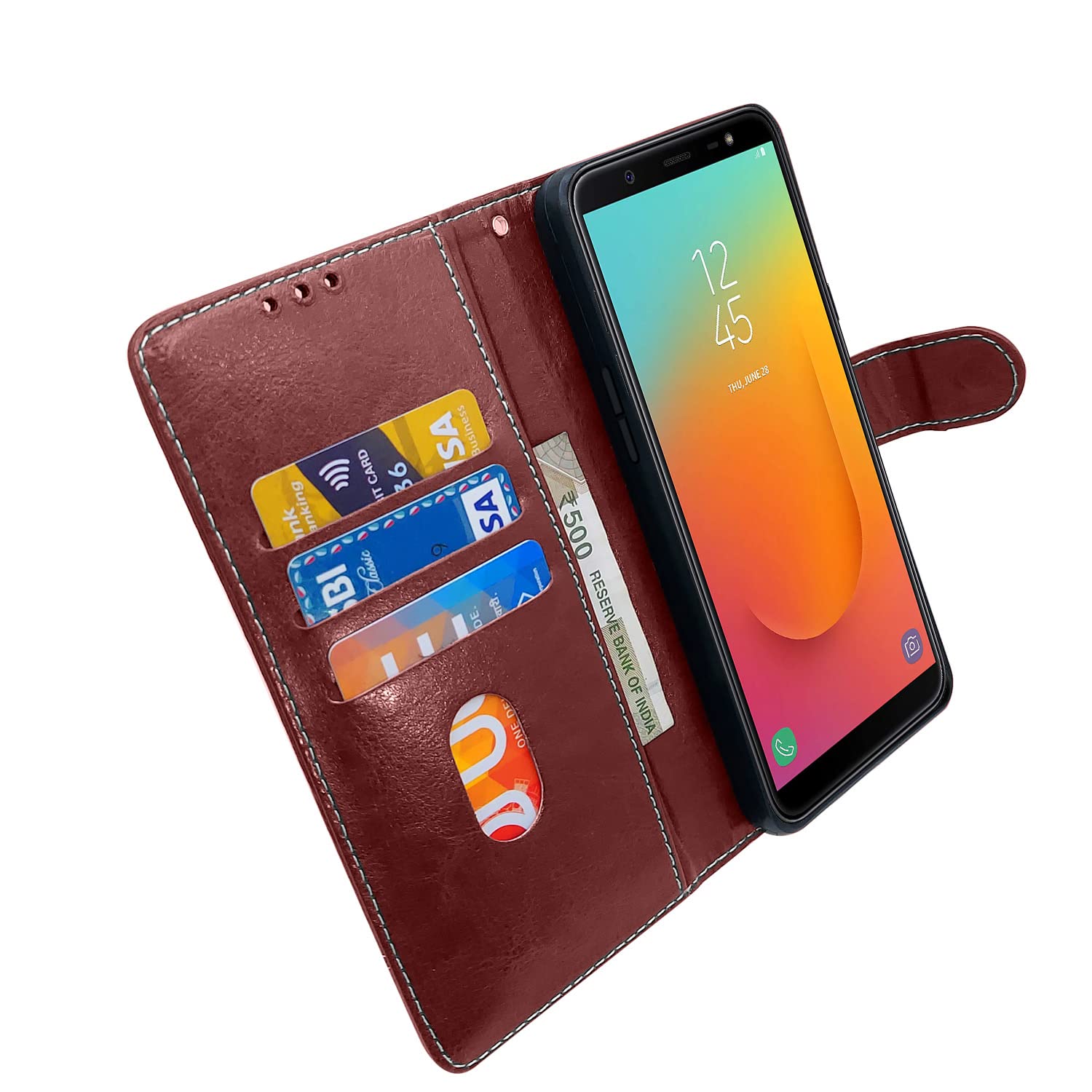 Pikkme Samsung Galaxy J8 Constrast Flip Cover | Brown & Coffee