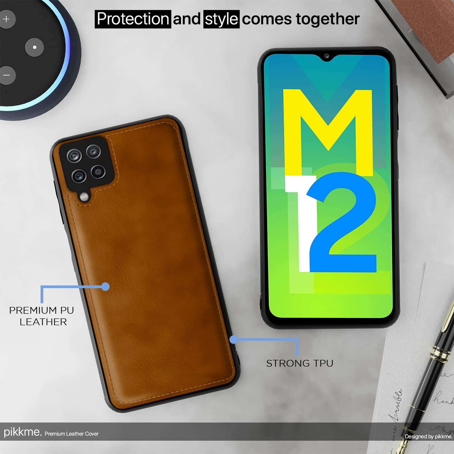 Pikkme Samsung Galaxy M12 / A12 / F12 Leather Back Cover | Brown