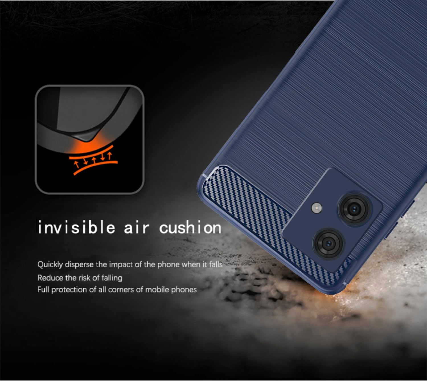 Pikkme Moto G54 5G Carbon Fibre Back Cover (Blue)