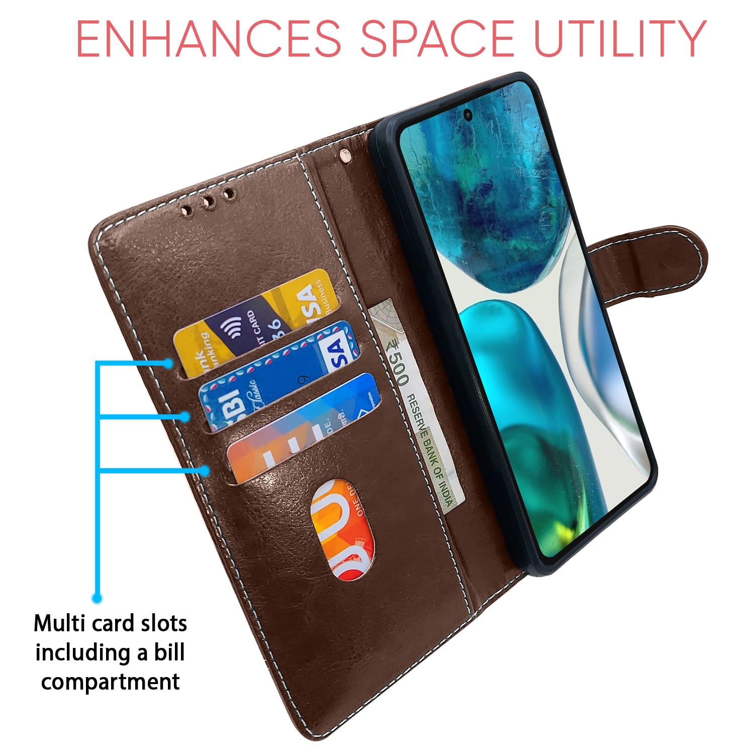 Pikkme Moto G52 brown flip cover – photo 3