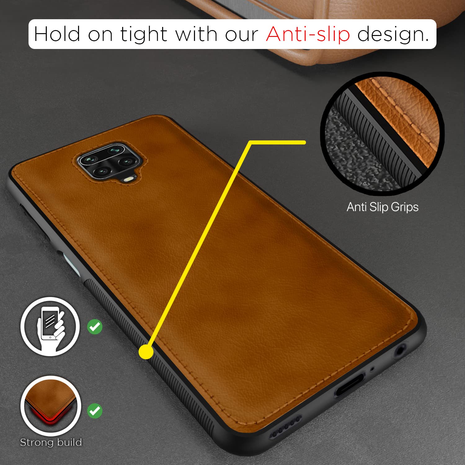 Brown Leatherback mobile cover for Redmi Note 9 Pro/Note 9 Pro Max/Poco M2 Pro/Note 10 Lite – Pikkme – photo 2