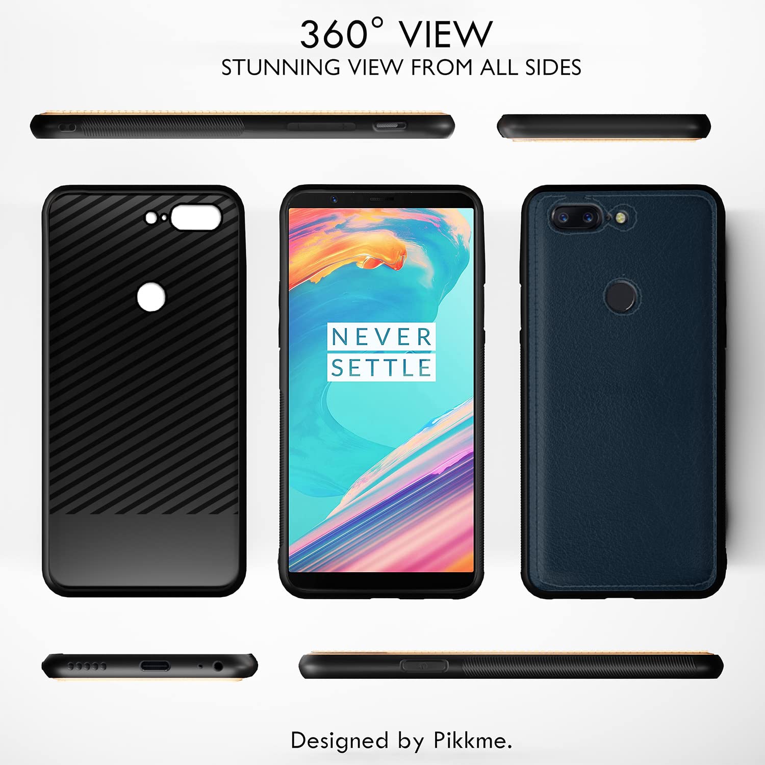 Pikkme OnePlus 5T Leather Back Cover | Blue