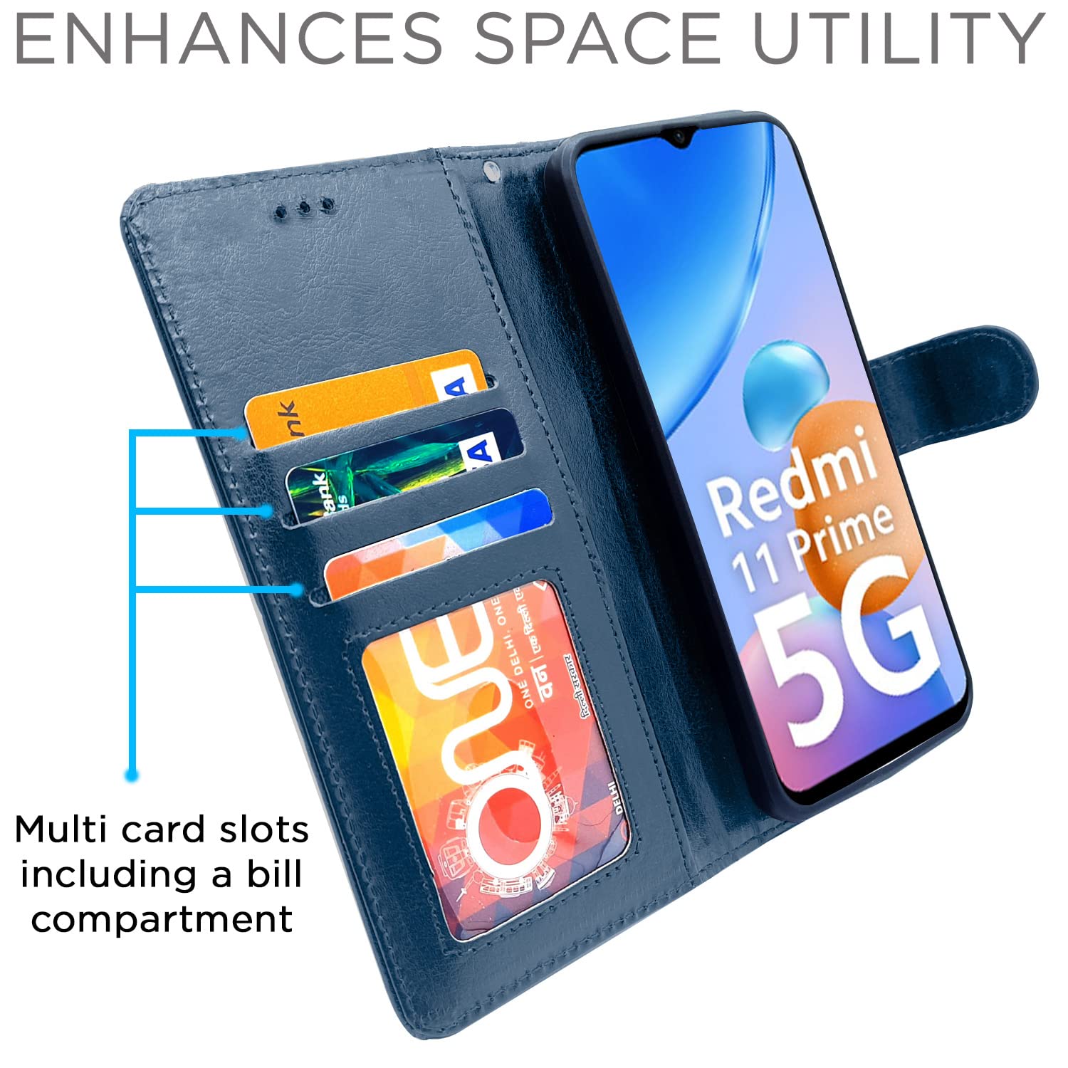 Pikkme Pikkme Mi Redmi 11 Prime 5G Vintage Flip Cover | Blue