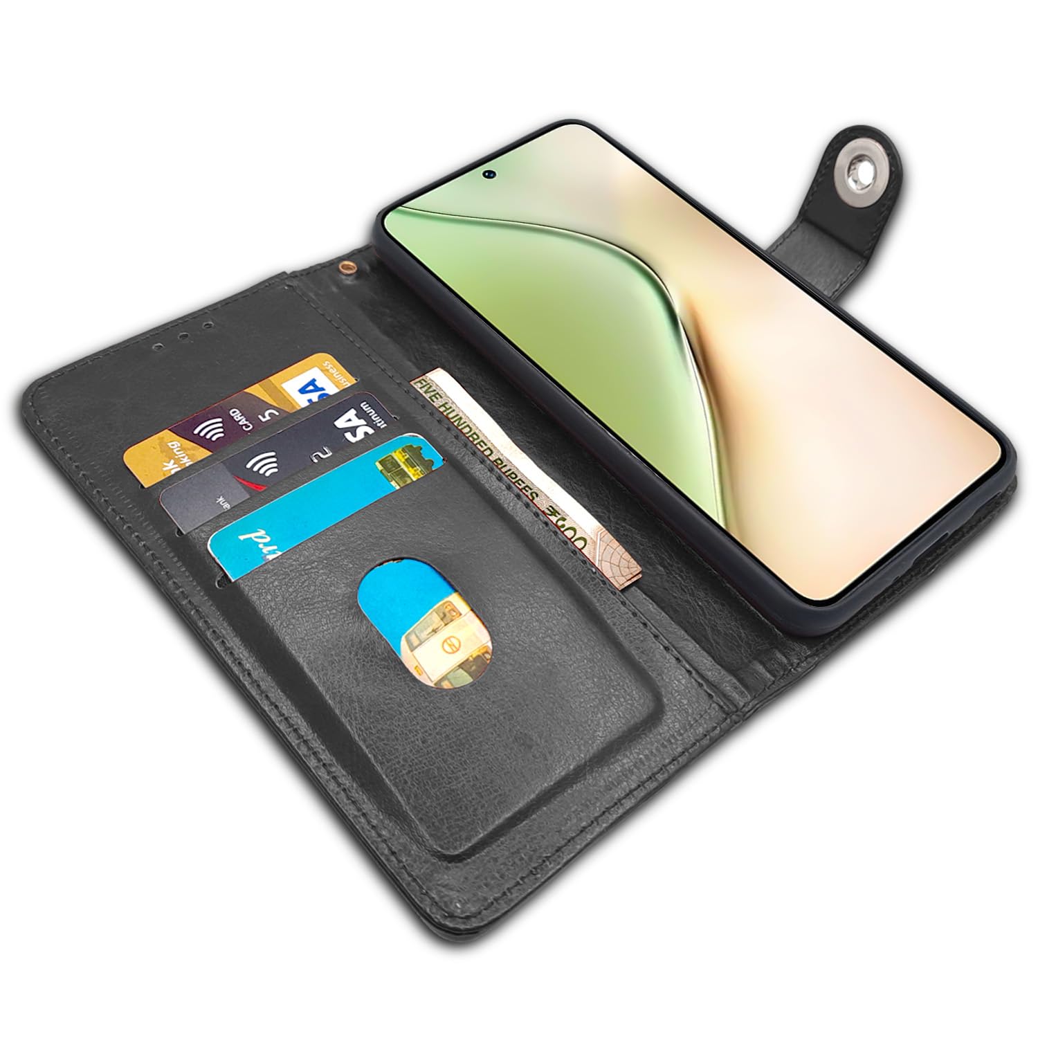 Pikkme Vivo Y200 5G Button Flip Cover (Black)