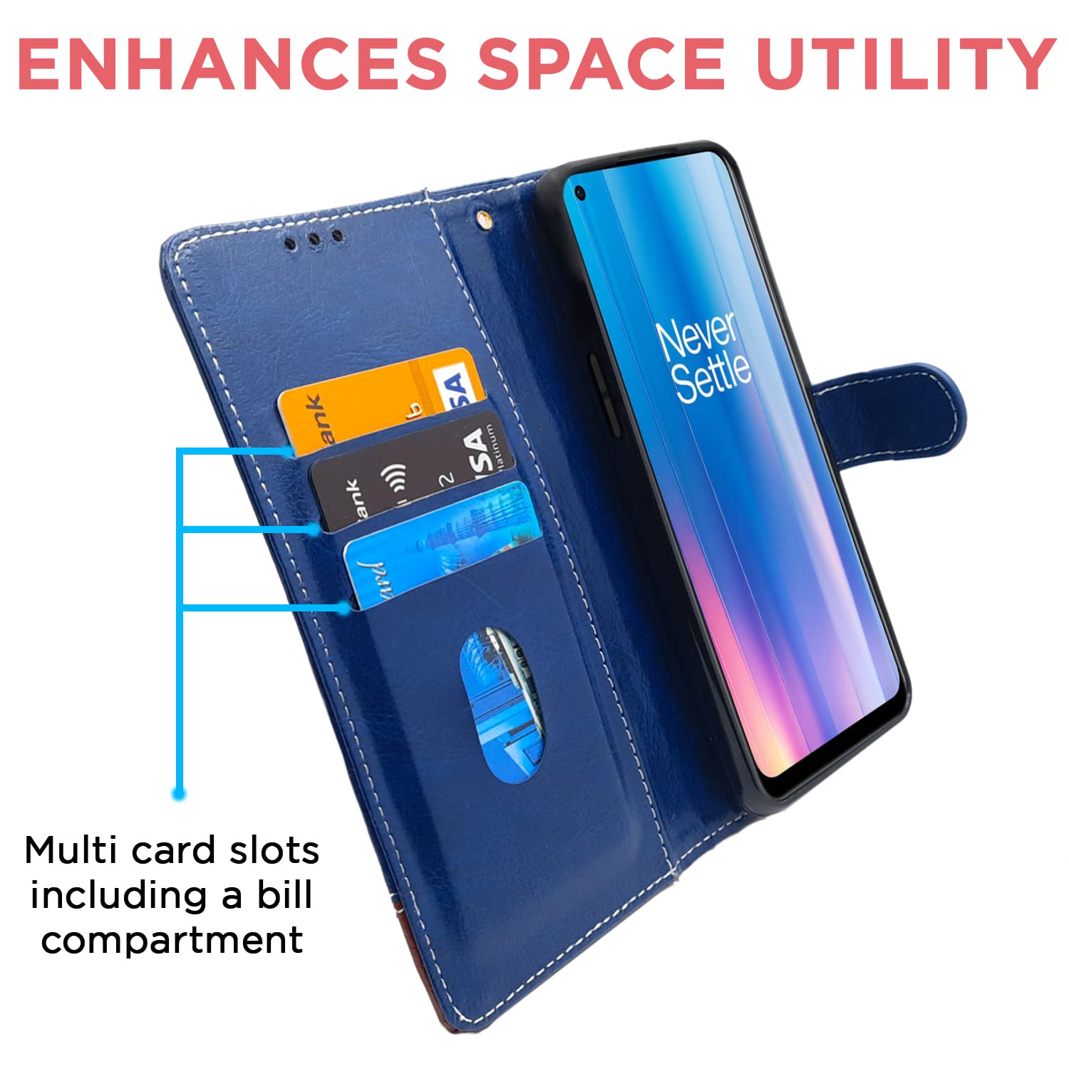 OnePlus Nord CE 2 5G flip case in blue & brown by Pikkme – photo 3