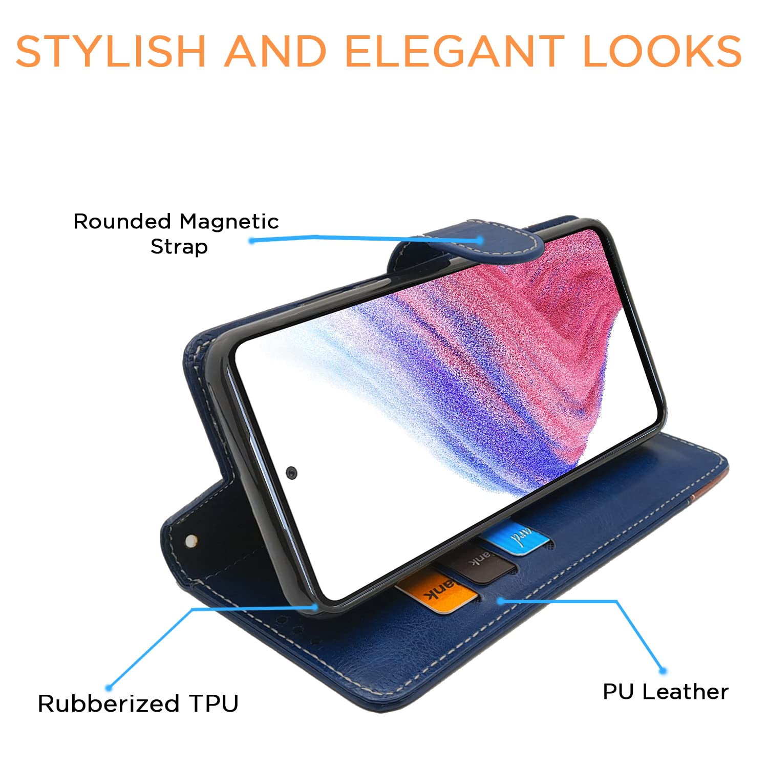 Pikkme Samsung Galaxy A53 5g Constrast Flip Cover | Blue & Brown