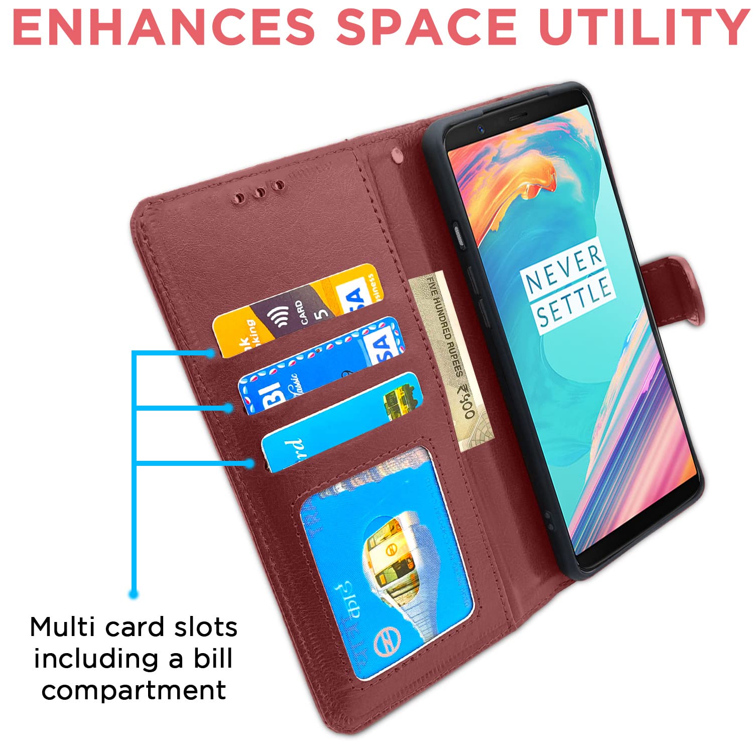 Pikkme OnePlus 5T Vintage Flip Cover | Brown