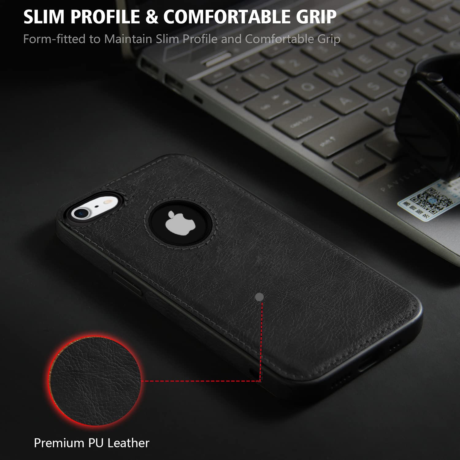 Pikkme iPhone 7/8 Flexible Pu Leather Back Cover | Black