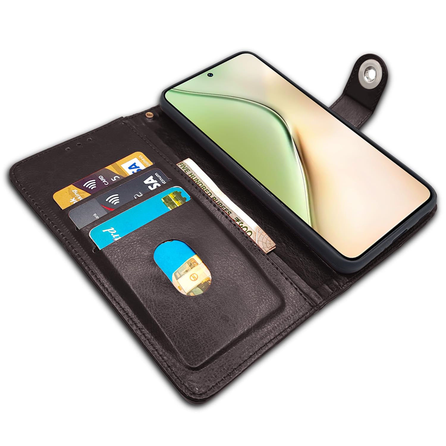 Pikkme Vivo Y200 5G Button Flip Cover (Coffee)