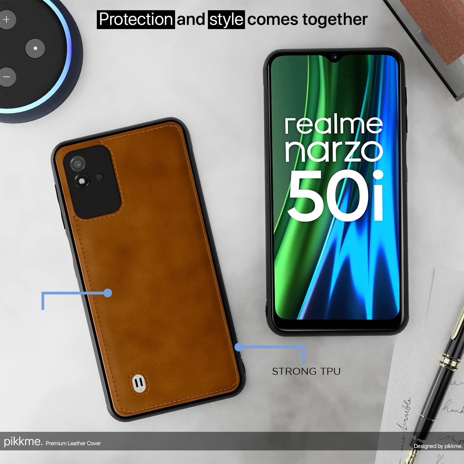 Pikkme brown Leatherback back cover for Realme Narzo 50i – photo 5