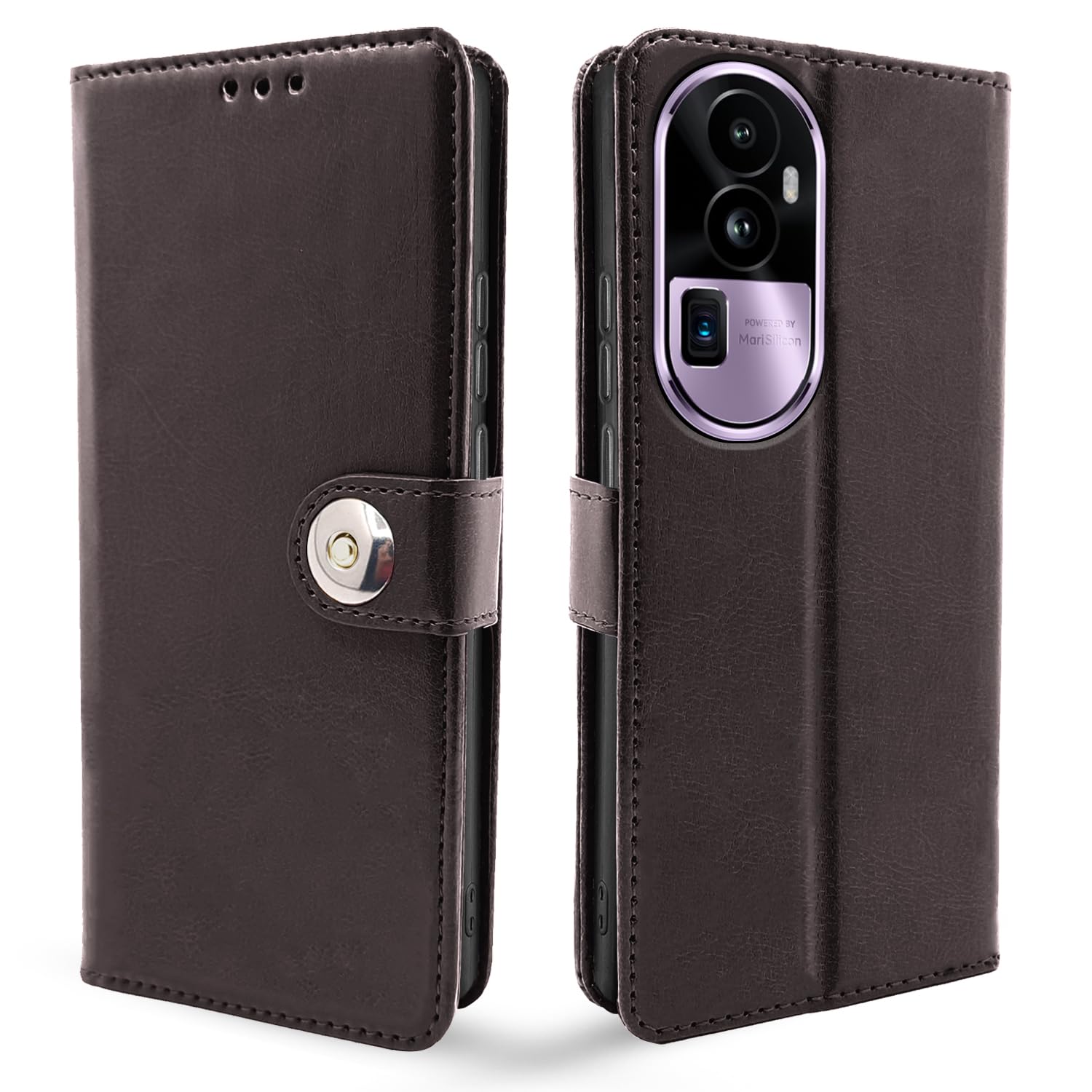 Pikkme Oppo Reno 10 Pro Plus 5G Button Flip Cover (Coffee)