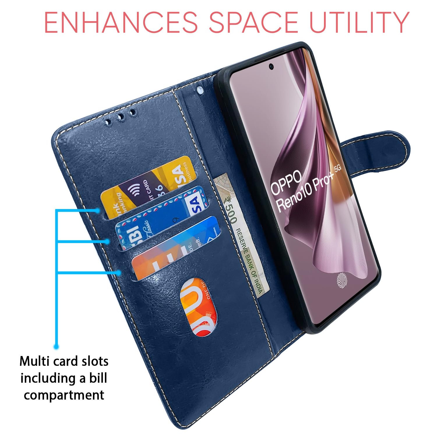 Blue flip cover for Oppo Reno 10 Pro Plus 5G – Pikkme – photo 3