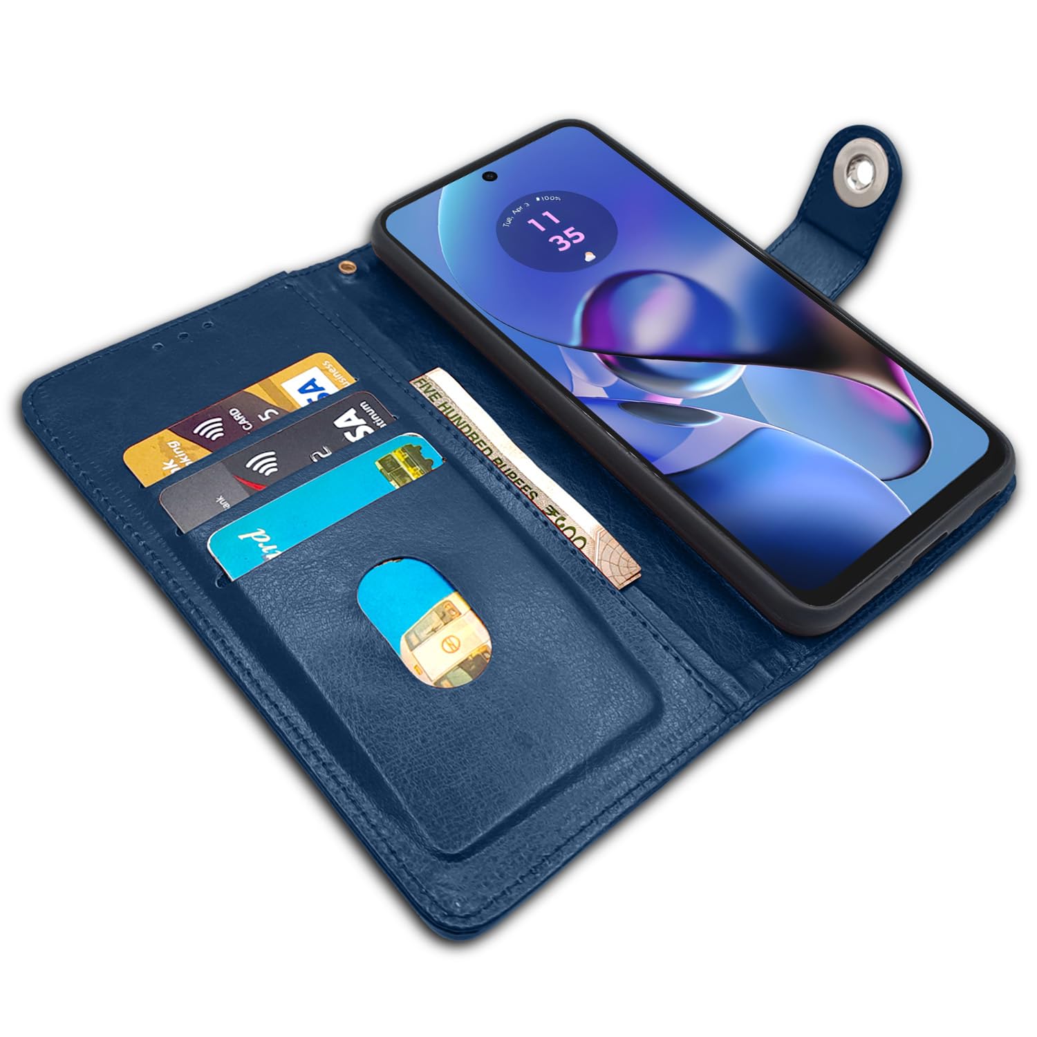 Pikkme Moto G54 5G Button blue flip cover – photo 3