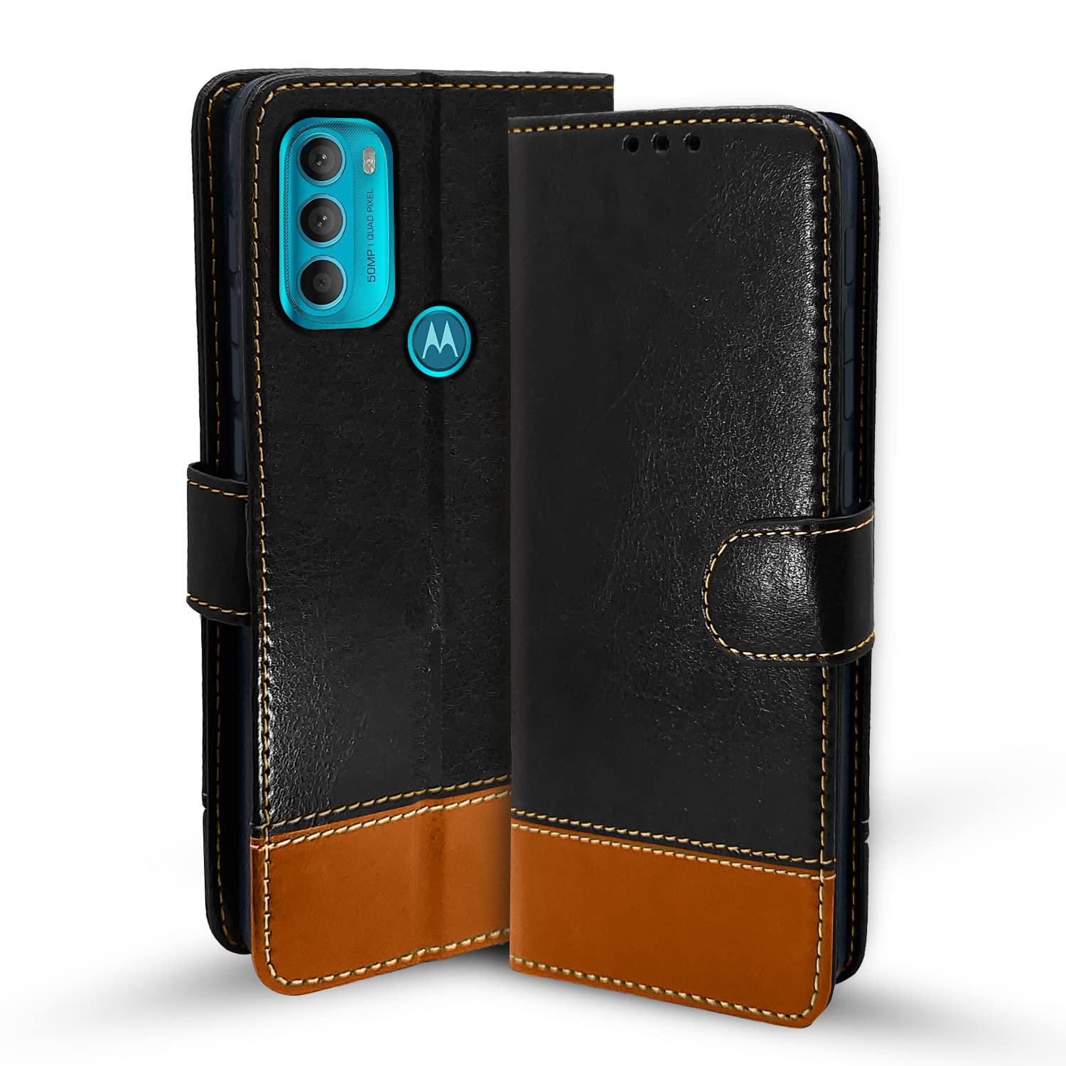 Pikkme Moto G71 black mobile flip cover