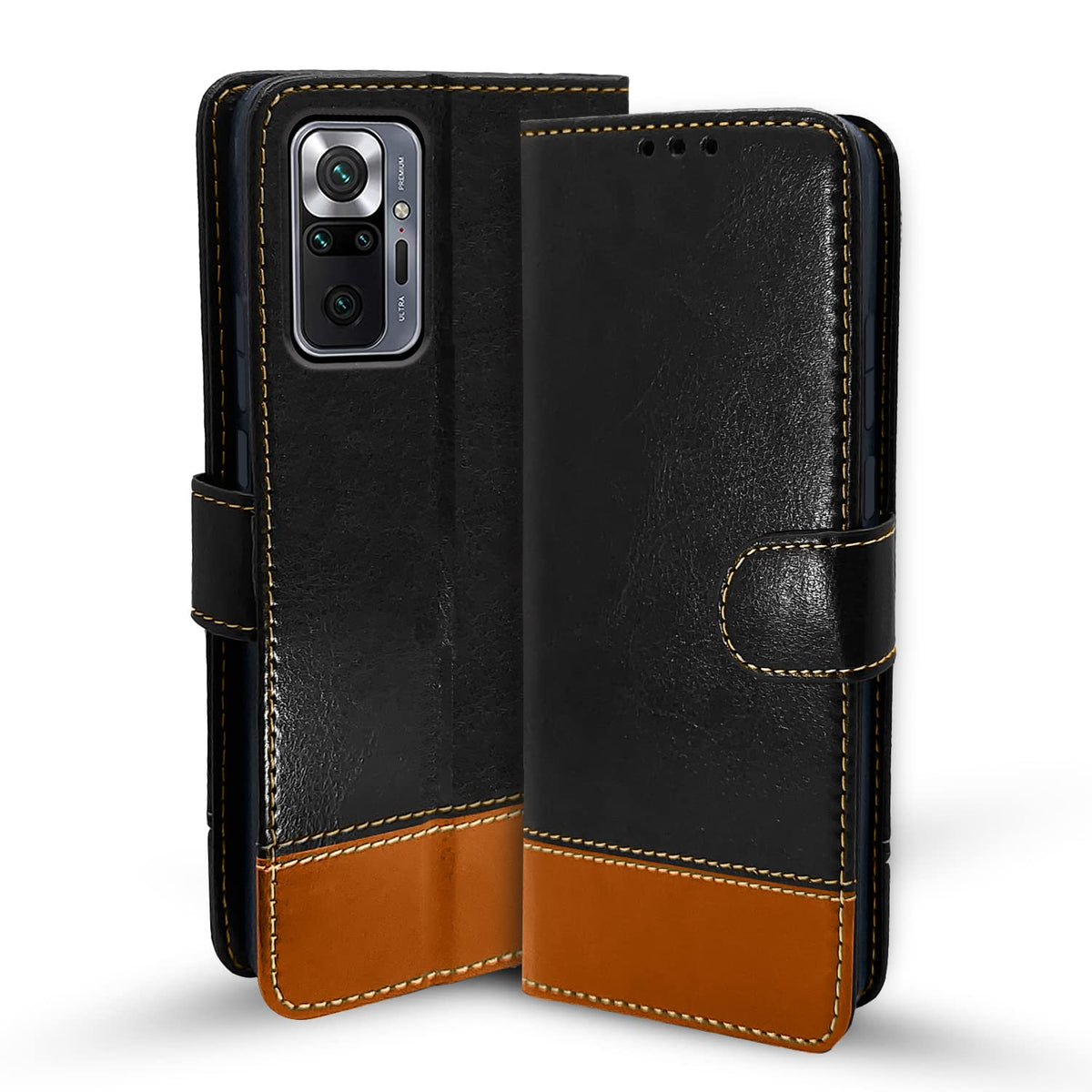 Pikkme black & brown Contrast flip case for Redmi Note 10 Pro/Note 10 Pro Max