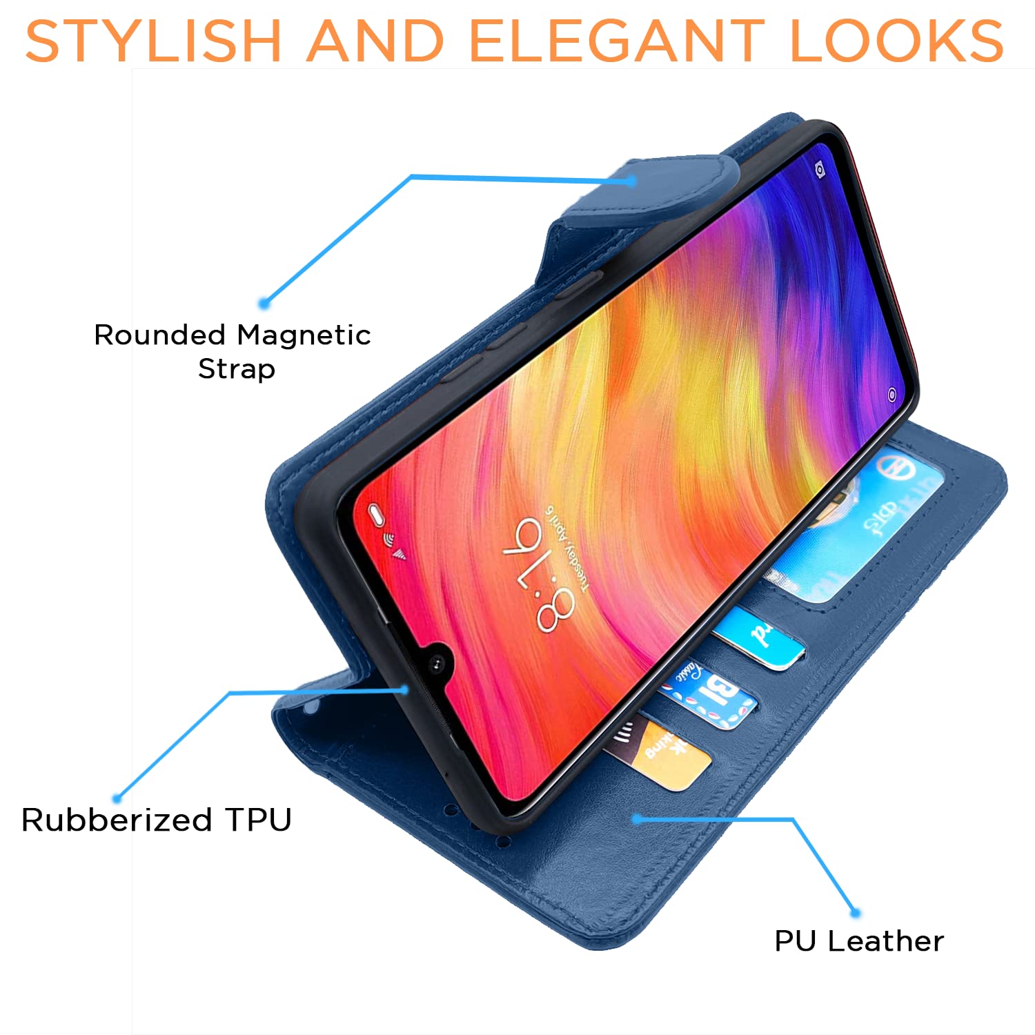 Pikkme Mi Redmi Note 7 / Note 7 Pro/Note 7s Vintage Flip Cover | Blue