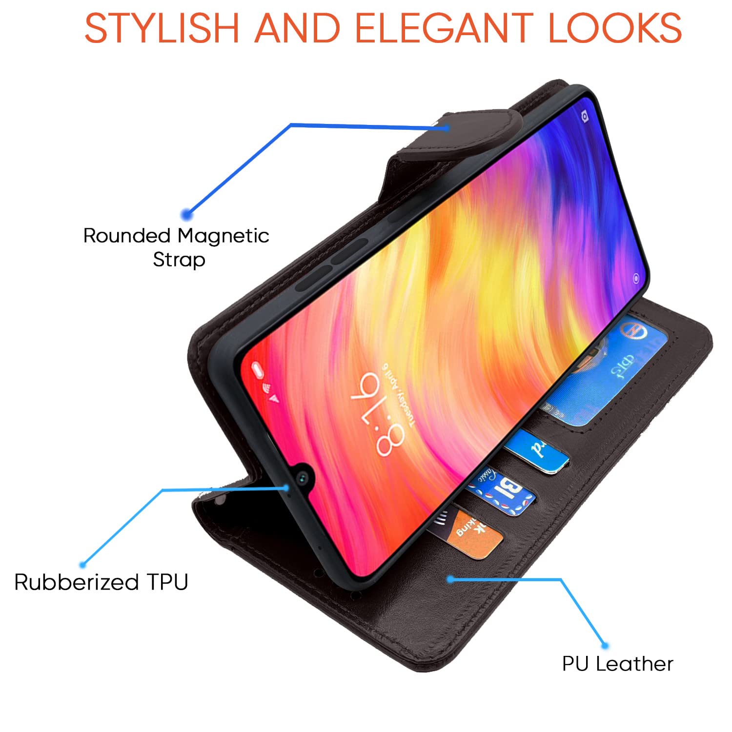 Pikkme Mi Redmi Note 7 / Note 7 Pro/Note 7s Vintage Flip Cover | Coffee