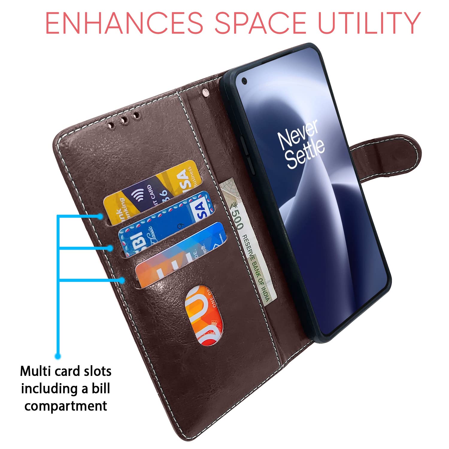 Pikkme OnePlus Nord 2T 5G Contrast Flip Cover | Coffee & Brown