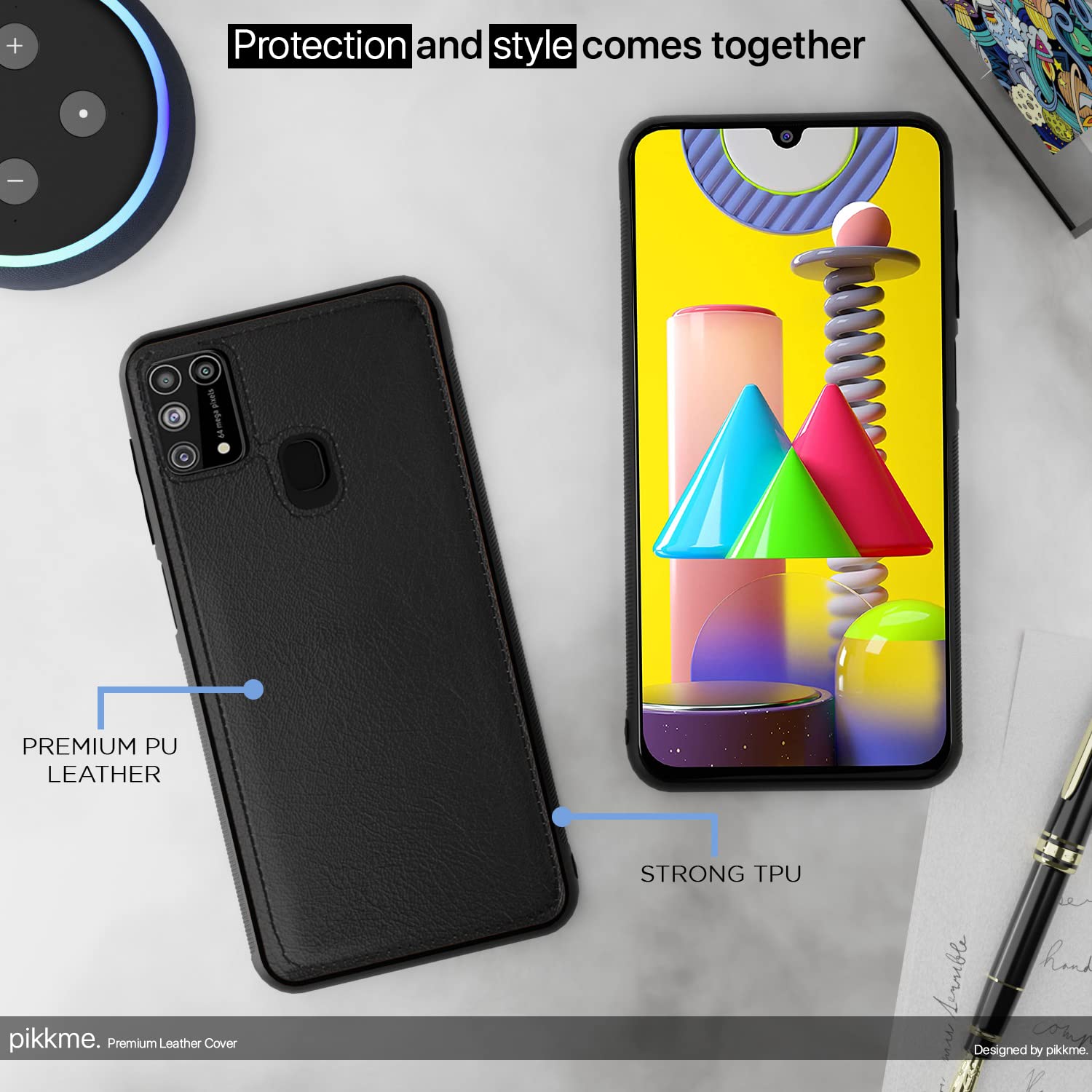 Pikkme Samsung Galaxy M31 / M31 Prime / F41 Leather Back Cover | Black
