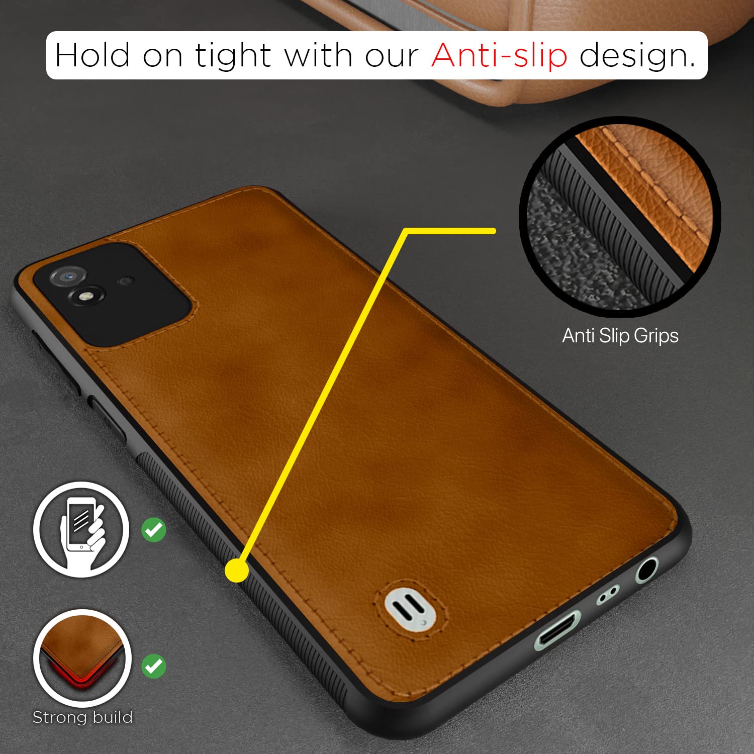 Pikkme brown Leatherback phone cover for Realme Narzo 50i – photo 2