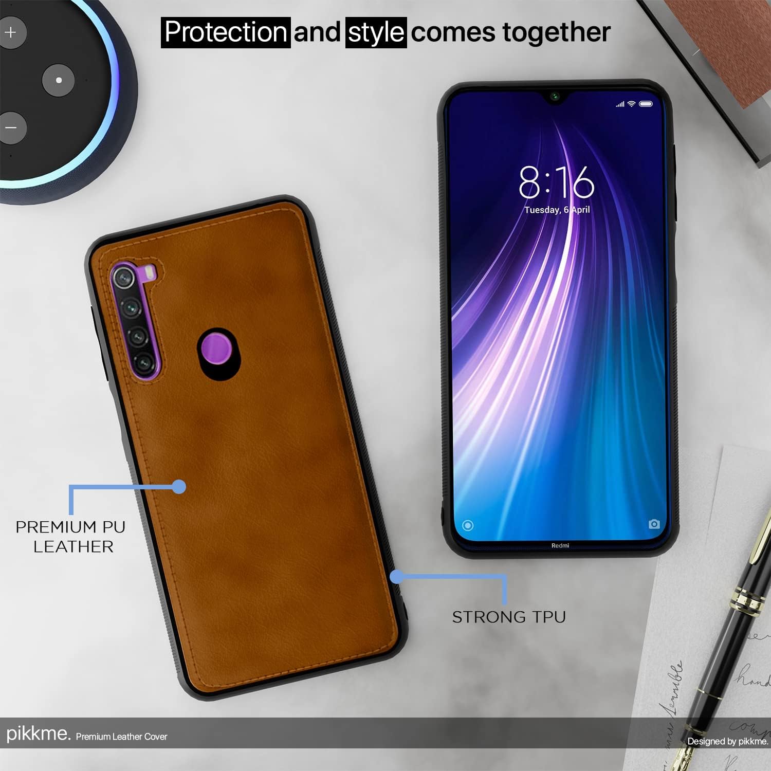 Pikkme brown Leatherback back cover for Redmi Note 8 – photo 5
