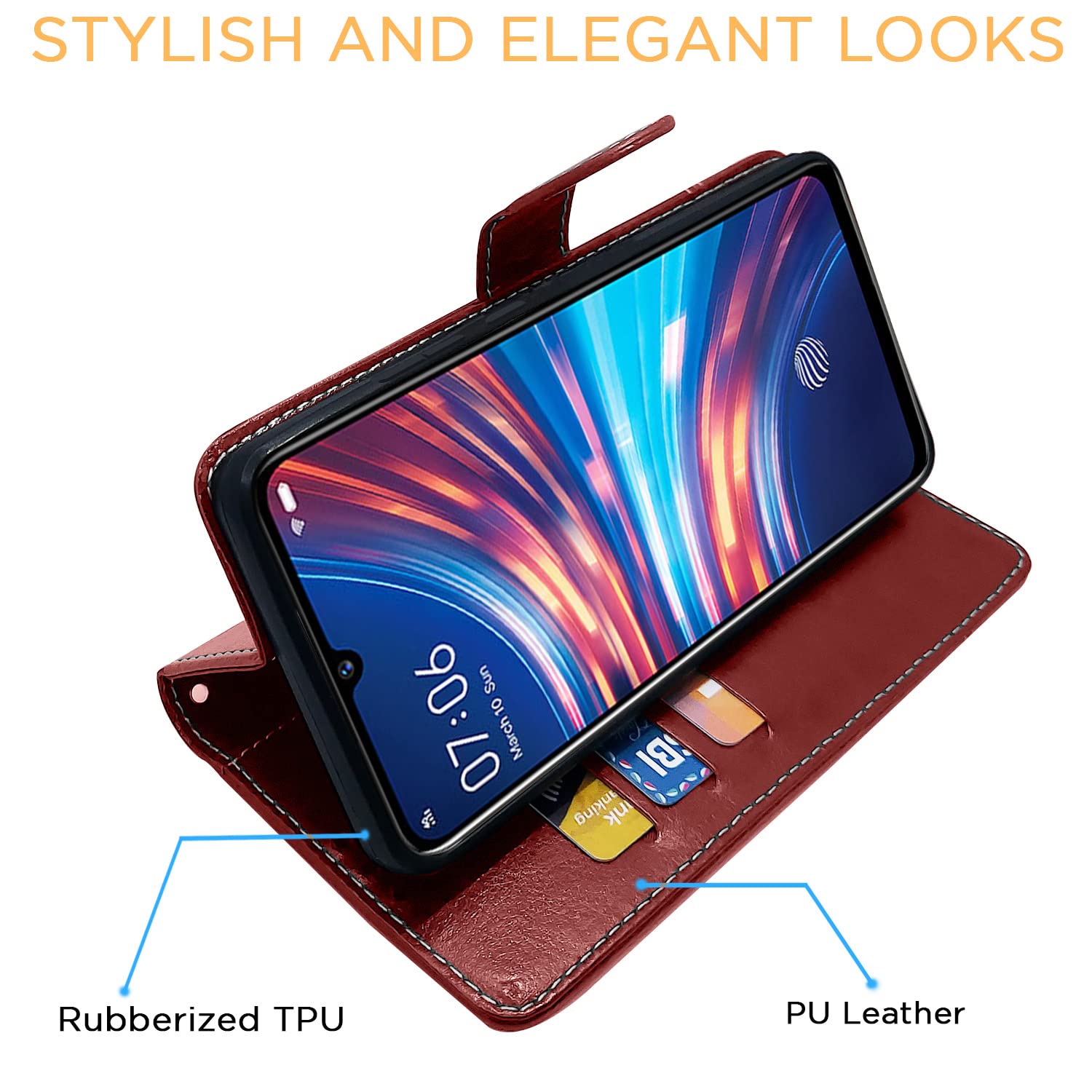 Pikkme Vivo S1 Constrast Flip Cover | Brown & Coffee