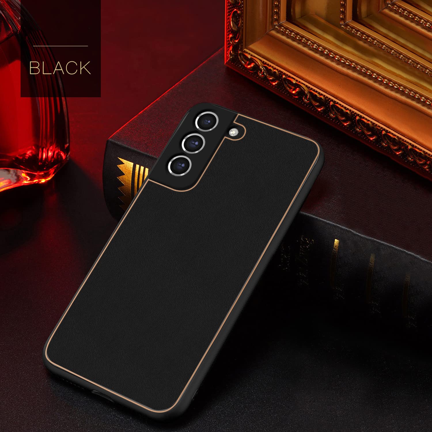 Pikkme Samsung Galaxy S21 FE 5G Leather Chrome Case | Black