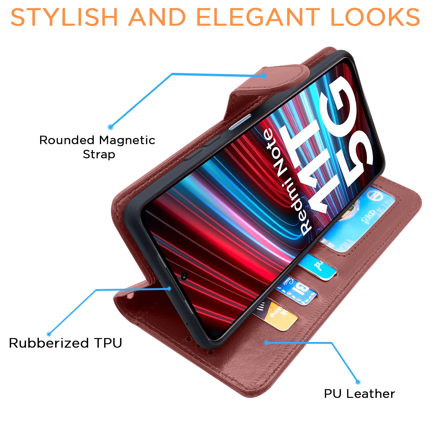 Pikkme Redmi Note 11T 5G / Poco M4 Pro 5G Vintage Flip Cover | Brown